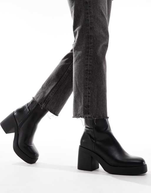 SEQWL Wide Fit platform boots in black