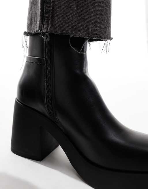 SEQWL Wide Fit platform boots in black