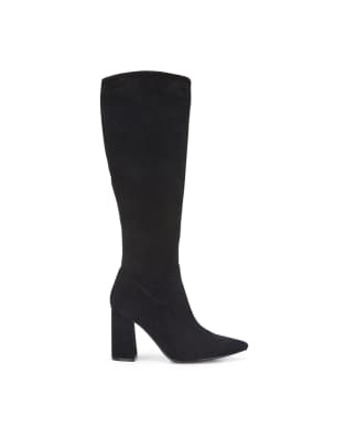  Pointed toe block heel knee high boots 