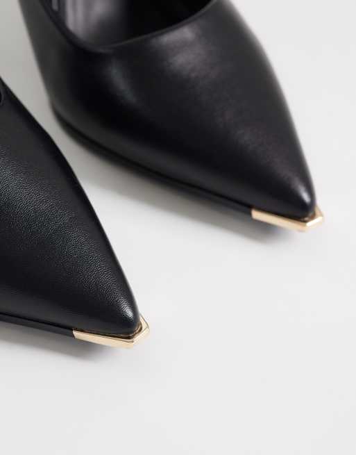 SEQWL Wide Fit pumps with gold detail in black, 3 of 4