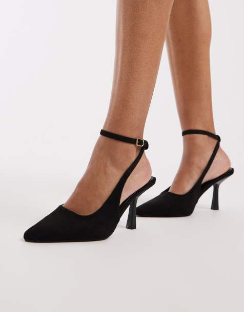 SEQWL Wide Fit Salado heeled pumps in black micro - view 1