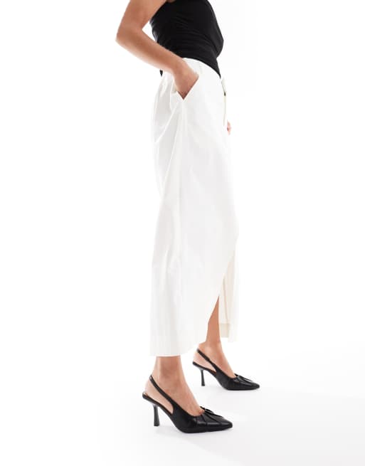 SEQWL Wide Fit Salado ruched detail slingback heels in black