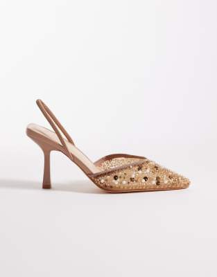 SEQWL - Wide Fit - Salado - Verzierte Riemchenpumps in Bronze-Neutral