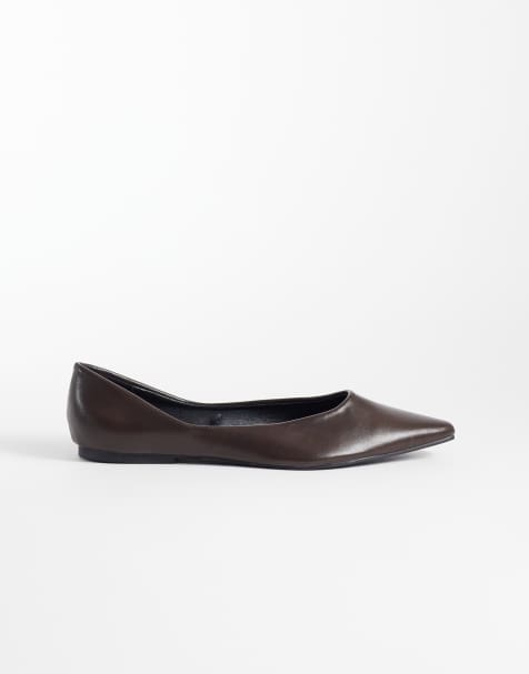 SEQWL - Wide Fit - Scar - Chokoladebrune spidse ballerinaer - view 1