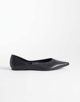 Seqwl Wide Fit Scar Pointed Ballet Flats In Black