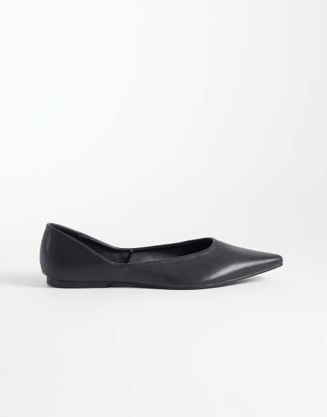SEQWL Wide Fit Scar pointed ballet flats in black - view 1