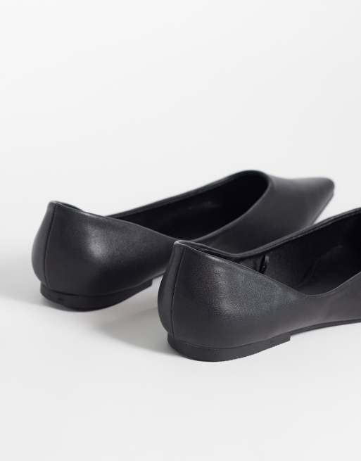 SEQWL Wide Fit Scar pointed ballet flats in black, 4 of 4