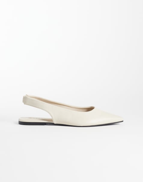 SEQWL Wide Fit Scar sling back pointed ballet flats in cream - view 1