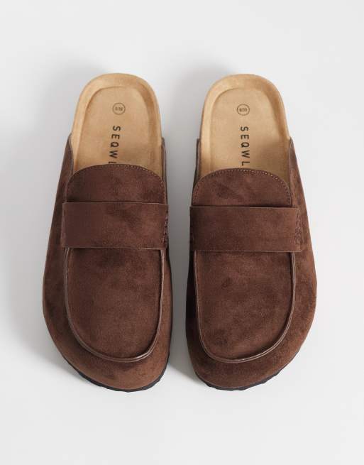 SEQWL Wide Fit Slip-on-Mule im Loafer-Stil in Schokobraun, 2 von 4