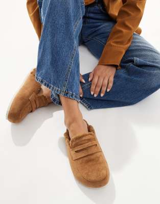 Seqwl Wide Fit Soda Fur Lined Mules In Neutral