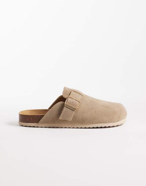 SEQWL Wide Fit Soda slip on mule clog with buckle in taupe - view 1