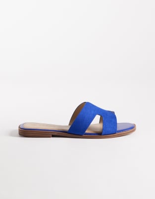 Seqwl Wide Fit Storke Flat Sandals In Blue