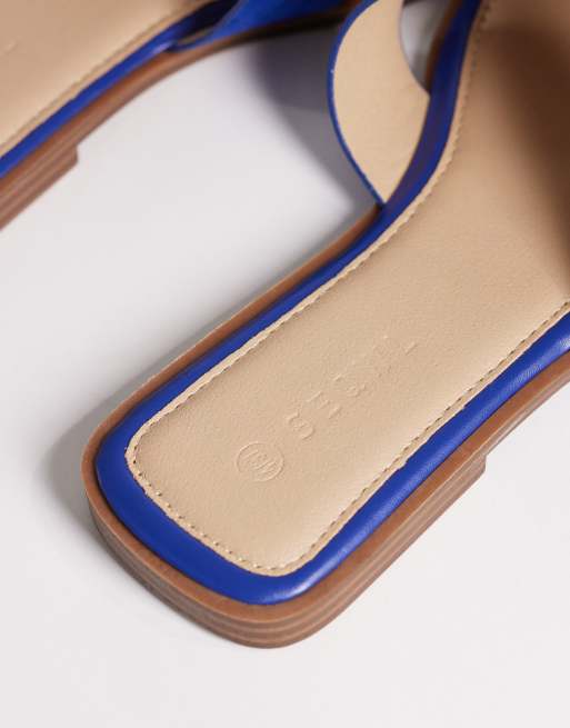 SEQWL Wide Fit - Storke - Sandales larges plates en suédine - Bleu, 3 de 4