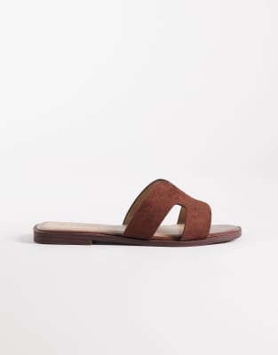 Storke - Sandales larges plates en suédine - Marron-Brown 7