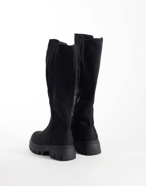 SEQWL Wide Fit Twirl chunky knee boots in black, 2 of 4