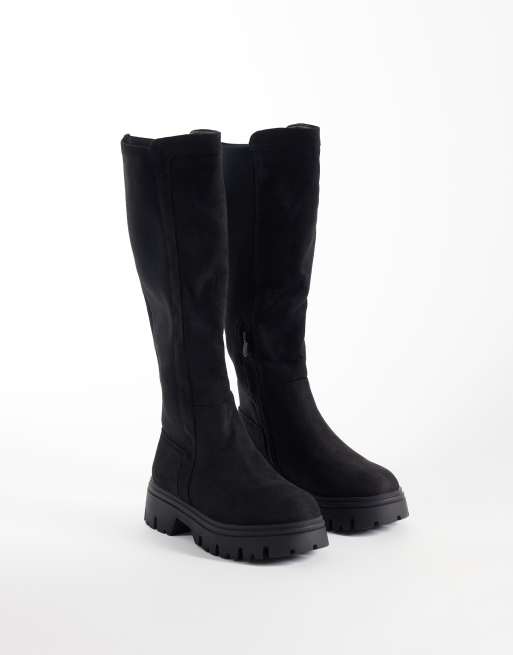 SEQWL Wide Fit Twirl chunky kniehoge laarzen in zwart, 4 van 4