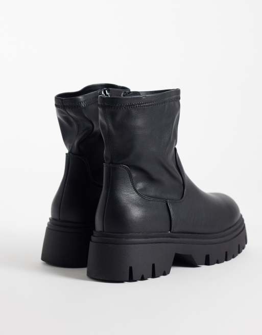 SEQWL Wide Fit Twirl chunky sock boots i svart, 4 av 4