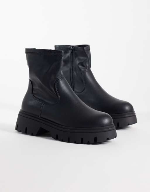 SEQWL Wide Fit Twirl chunky sock boots in black, 2 of 4