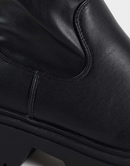 SEQWL Wide Fit Twirl chunky sock boots in black, 3 of 4