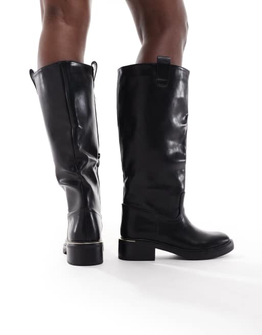 SEQWL Wide Fit Twix knee boots in black , 3 of 4