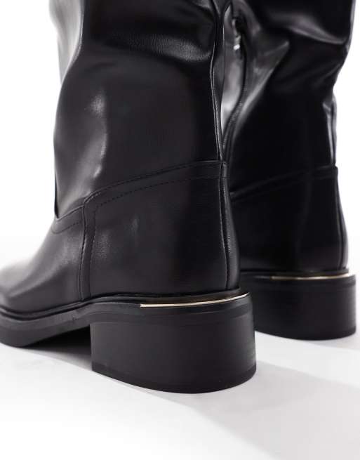 SEQWL Wide Fit Twix knee boots in black