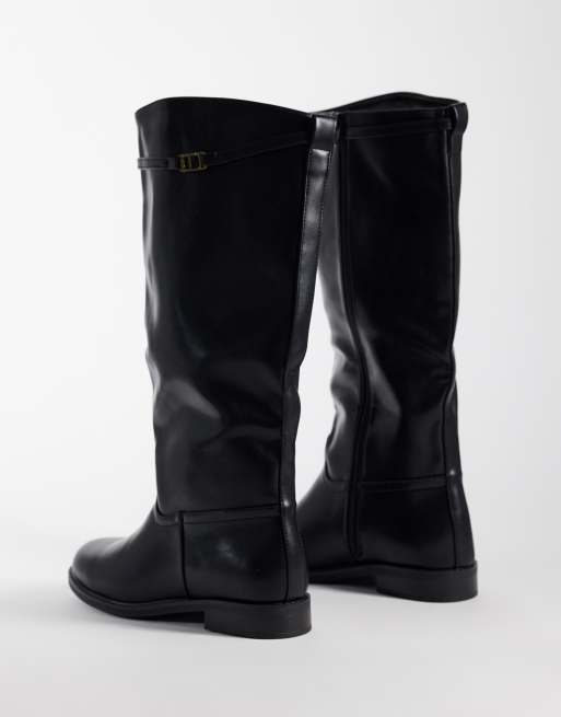 SEQWL Wide Fit Whispa refined riding knee boots in black, 2 of 4
