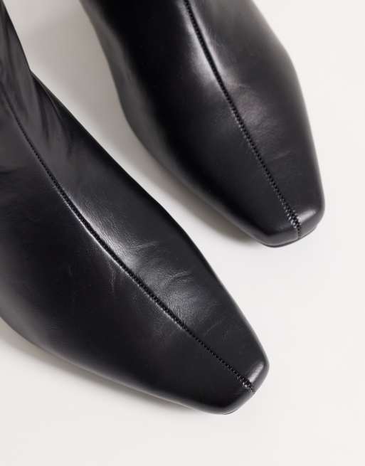 SEQWL Wide Fit Woody chisel toe knee high kitten heel boots in black, 3 of 4