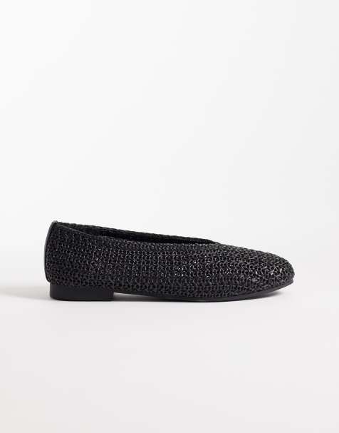 SEQWL Wide Fit woven ballet flats in black - view 1