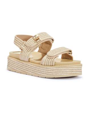  Women’s flatform wedge sandals with strap in beige