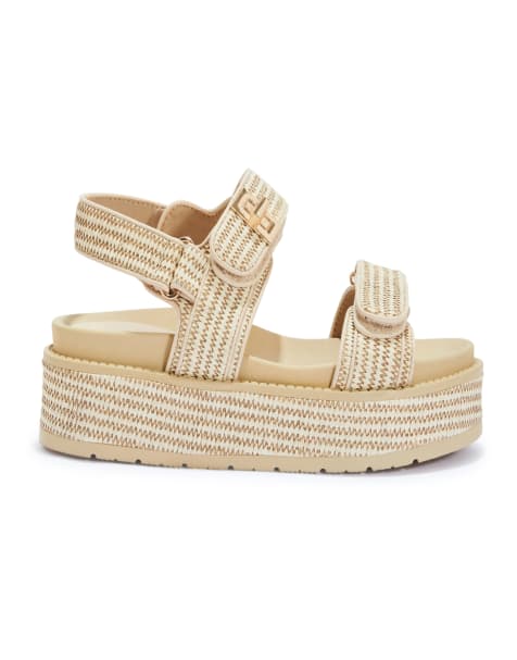 SEQWL Women’s flatform wedge sandals with strap in beige - view 1