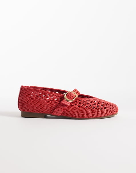 SEQWL Woven ballet flat with buckle detail  red - view 1