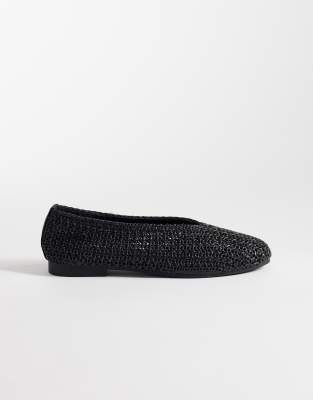 Seqwl Woven Ballet Flats In Black