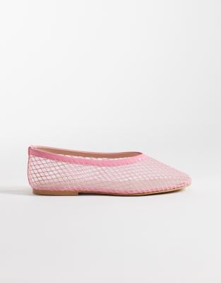 Seqwl Woven Mesh Ballet Flats In Pink