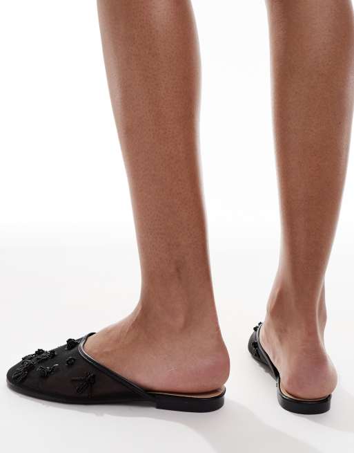 SEQWL XY embellished sandals in mesh black