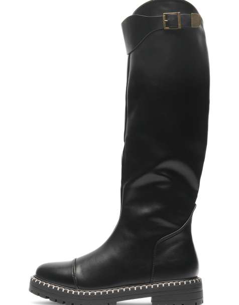 SEQWL Zip closure mid-calf boots with low heel in black - view 1