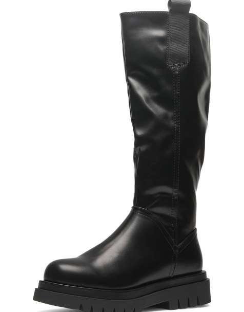 SEQWL Zip fasten mid-calf boots with chunky sole in black - view 1