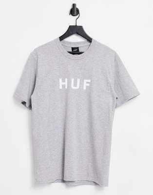 фото Серая футболка с оригинальным логотипом huf essentials-серый