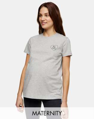 фото Серая футболка с принтом hey baby topshop maternity-серый