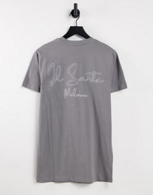 фото Серая футболка с принтом на спине il sarto-серый