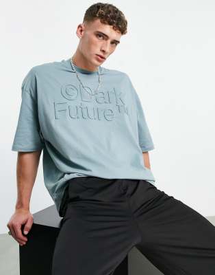 фото Серая футболка в стиле oversized с тисненым 3d-логотипом asos dark future-серый