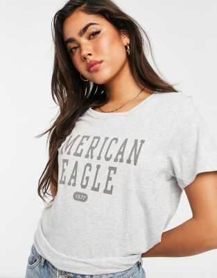 фото Серая классическая футболка american eagle-серый