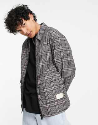 Серая куртка Харрингтон в стиле oversized в клетку ASOS Actual-Серый