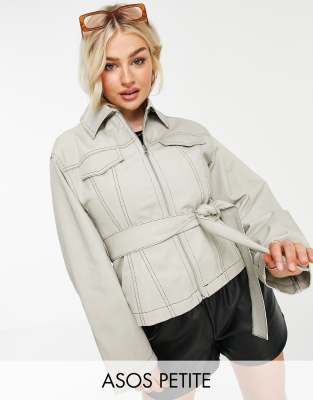 Куртки и пальто Серая куртка с корсетом ASOS DESIGN Petite-Зеленый цвет
