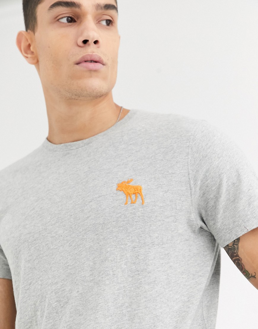 фото Серая меланжевая футболка с логотипом abercrombie & fitch-серый