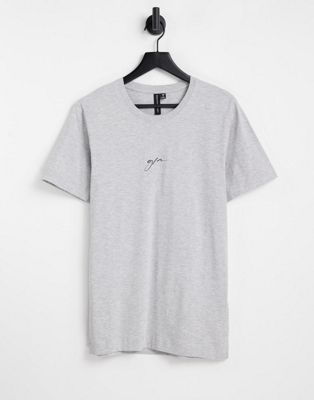 фото Серая меланжевая футболка с логотипом-подписью good for nothing-серый