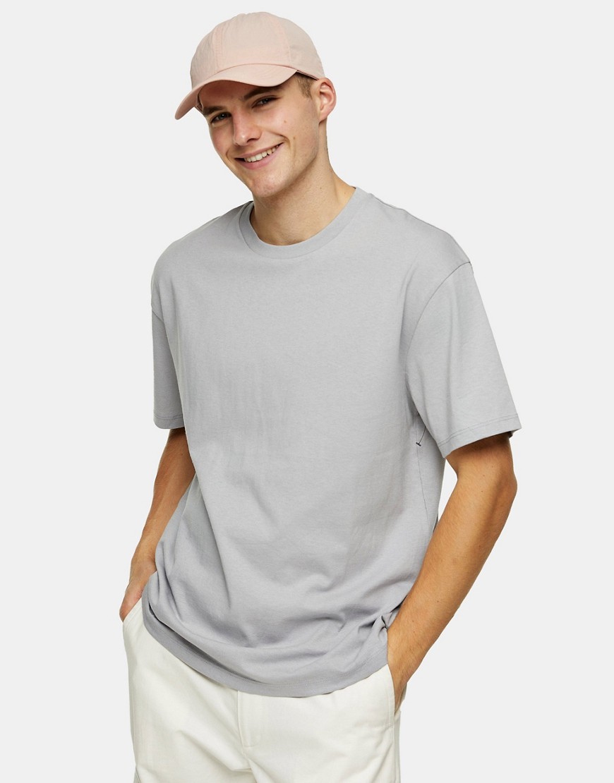 фото Серая меланжевая oversize-футболка topman-серый