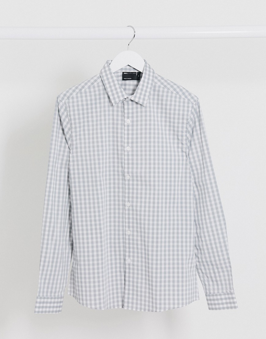 фото Серая рубашка узкого кроя в клетку asos design-серый