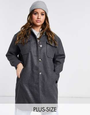 Серая удлиненная куртка-рубашка Vero Moda Curve-Серый