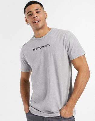 фото Серая выбеленная футболка с принтом burton menswear nyc-серый