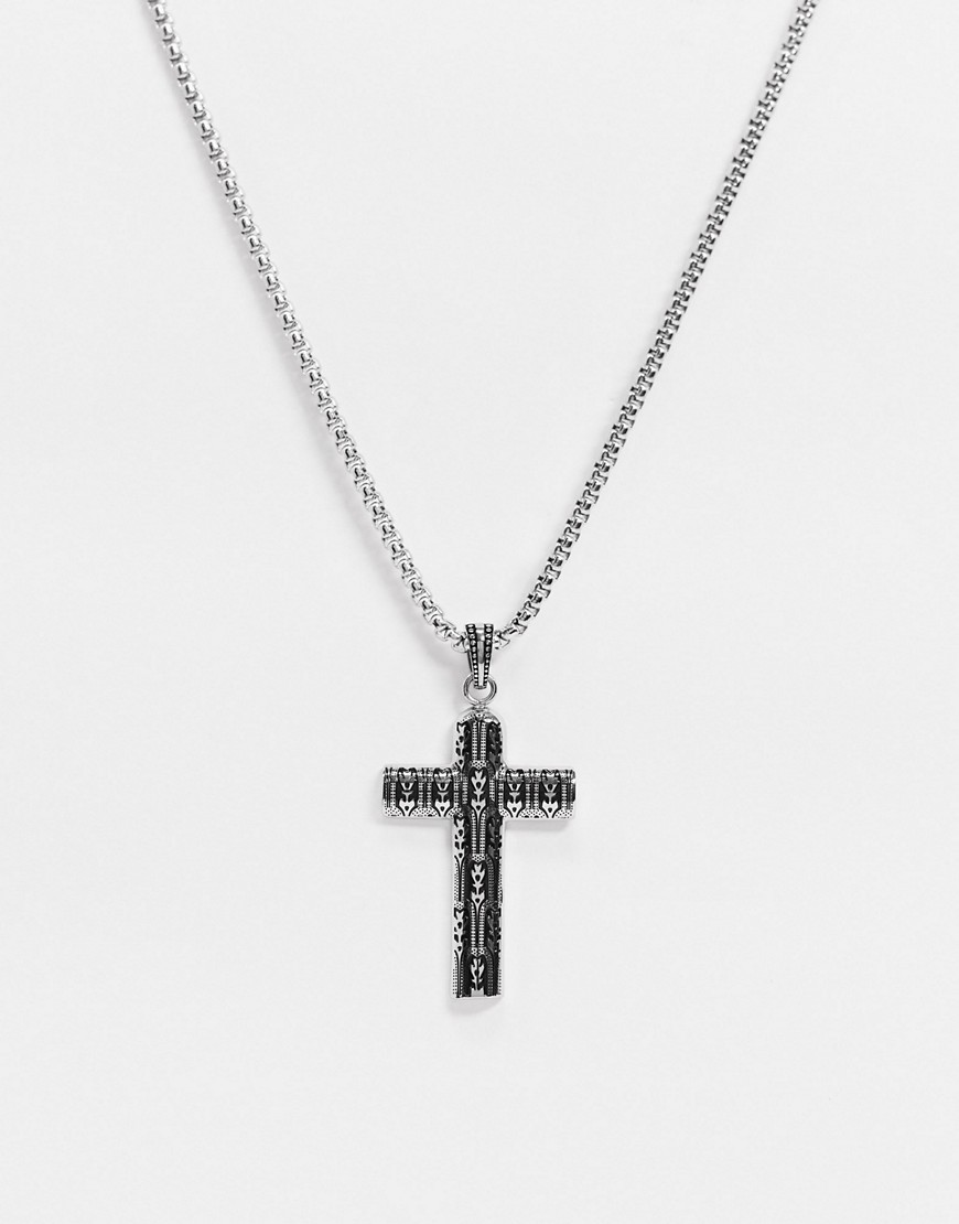 фото Серебристая цепочка с подвеской-крестом seven london-серебряный